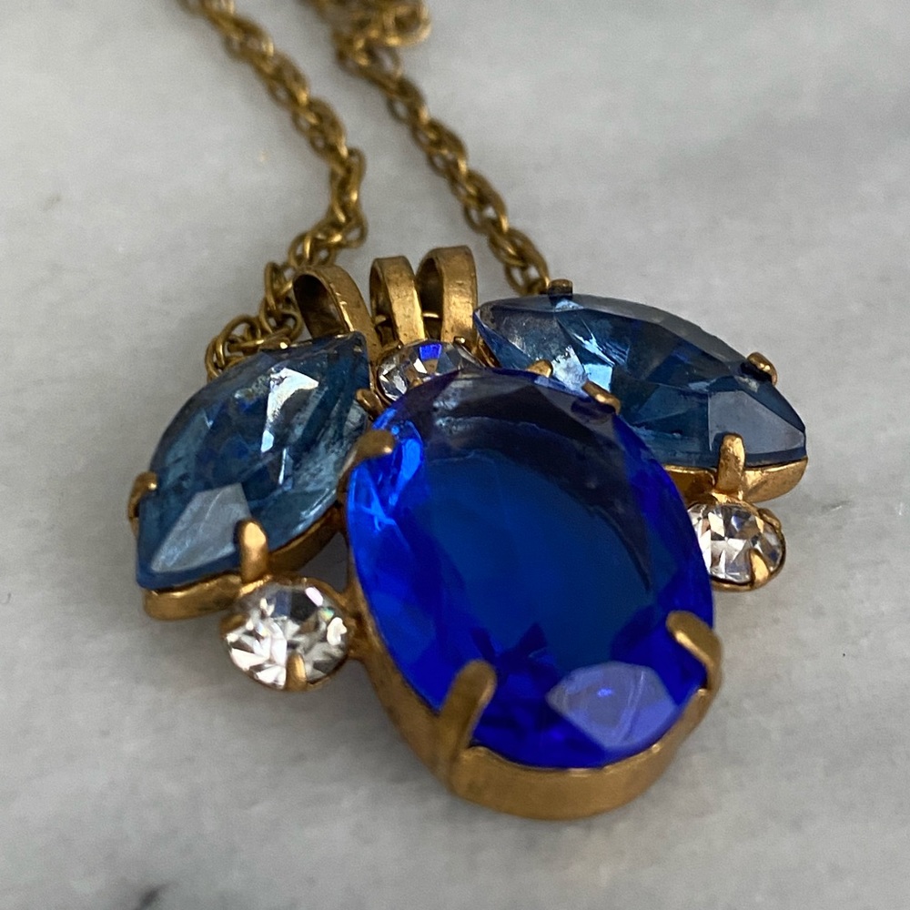 Vintage Blue Bug Necklace - Insect design